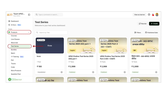 Overview of Test Series