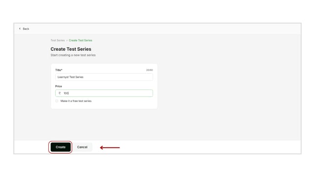 Create a test series step 2
