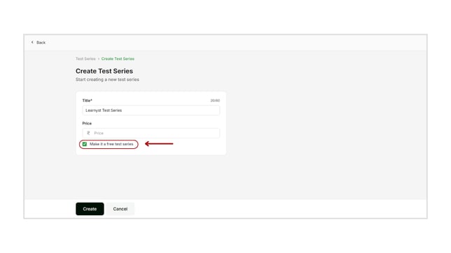 Create a test series step 3