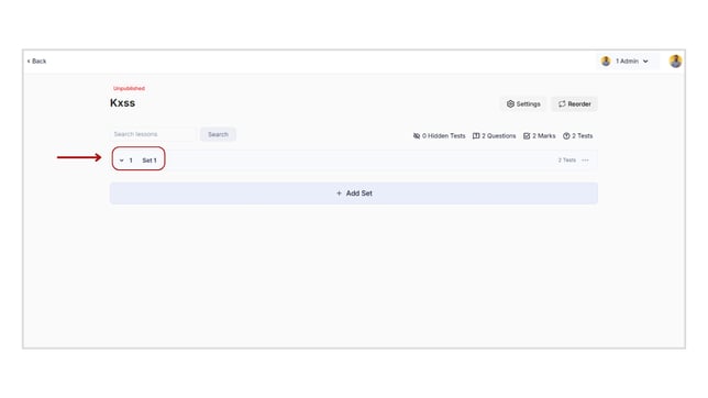 Reorder the tests in test series step 2