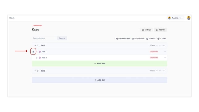 Reorder the tests in test series step 3