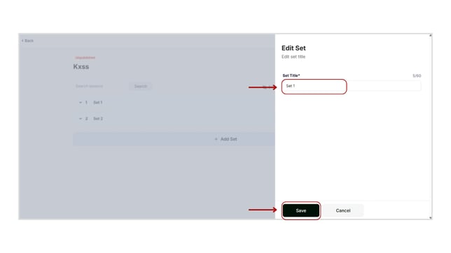 Edit the set’s name in test series step 4