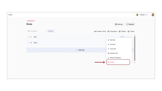 Delete the test from test series step 2