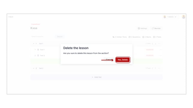 Delete the test from test series step 3