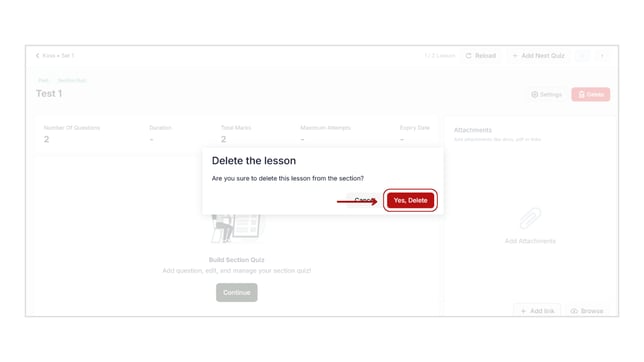 Delete the test from test series step 6