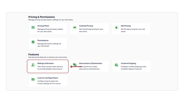 Allow learners to provide ratings and reviews for Test Series step 3