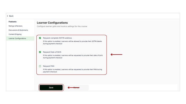 Set Up Learner Invoicing and GSTIN(Learner Configurations) for Test Series step 3