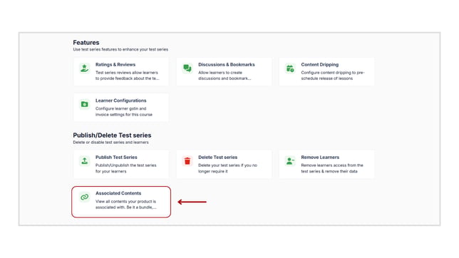 View and manage your test series associated content step 3