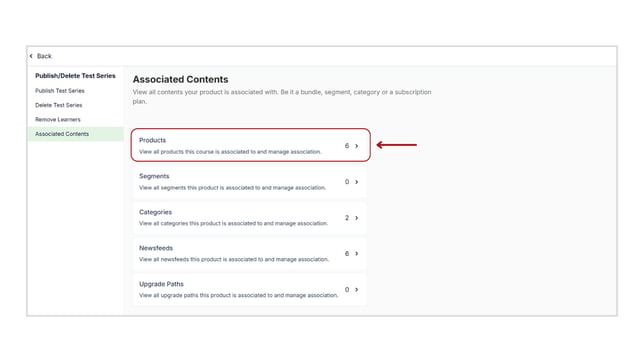 View and manage your test series associated content step 4
