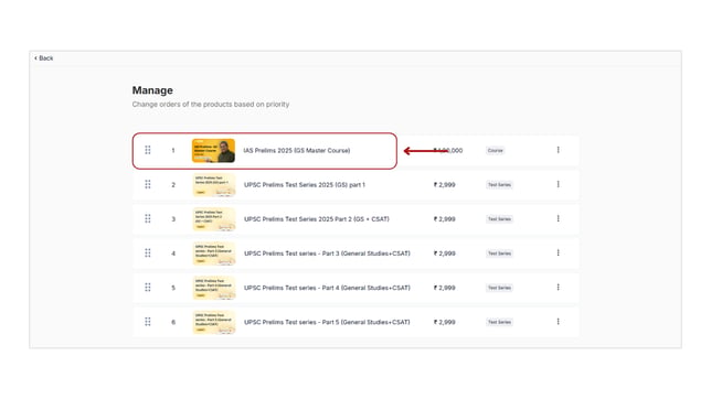 View and manage your test series associated content step 6