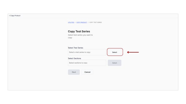 Copy the existing test series step 3