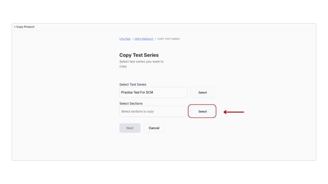 Copy the existing test series step 5