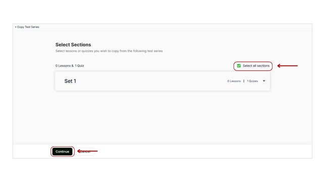 Copy the existing test series step 6