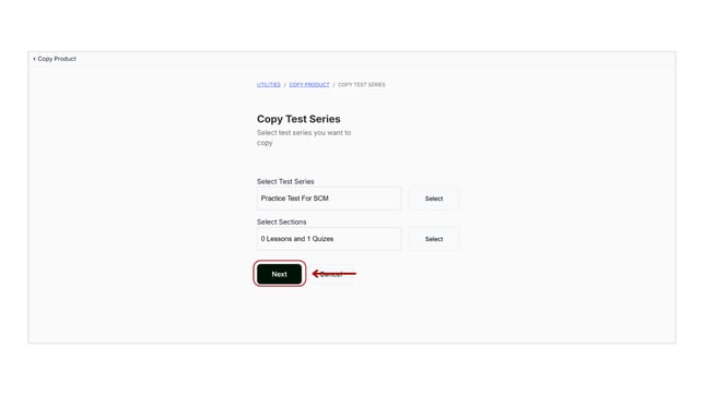 Copy the existing test series step 7