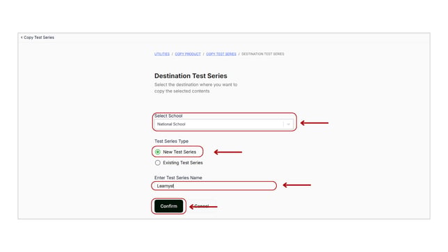 Copy the existing test series step 9