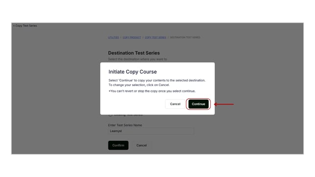 Copy the existing test series step 10