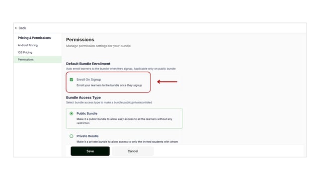 Manage Bundle permissions settings step 3