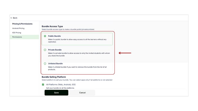 Manage Bundle permissions settings step 4