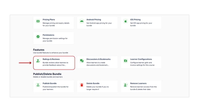 Allow learners to provide ratings and reviews for bundle step 2
