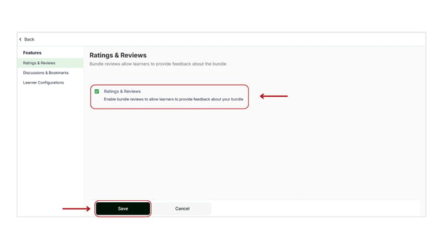 Allow learners to provide ratings and reviews for bundle step 3