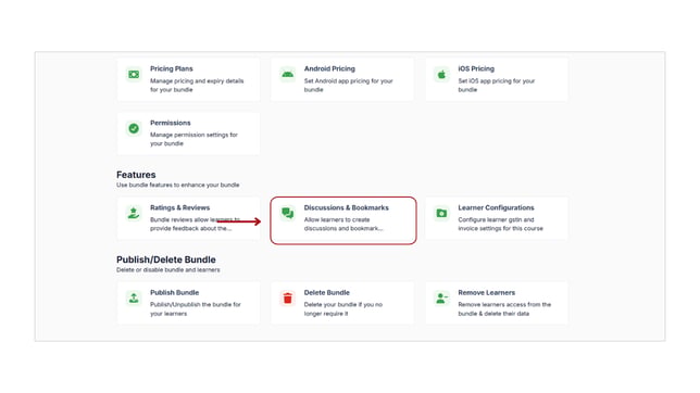 Enable discussion and bookmark features in bundle step 2