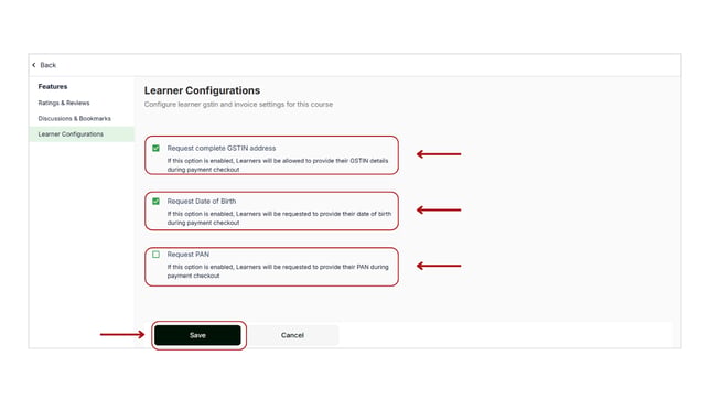 Set Up Learner Invoicing and GSTIN(Learner Configurations) for Bundles step 3