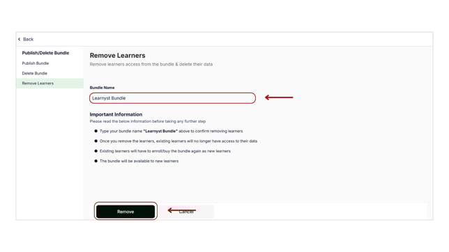 Remove learners from the bundle step 3