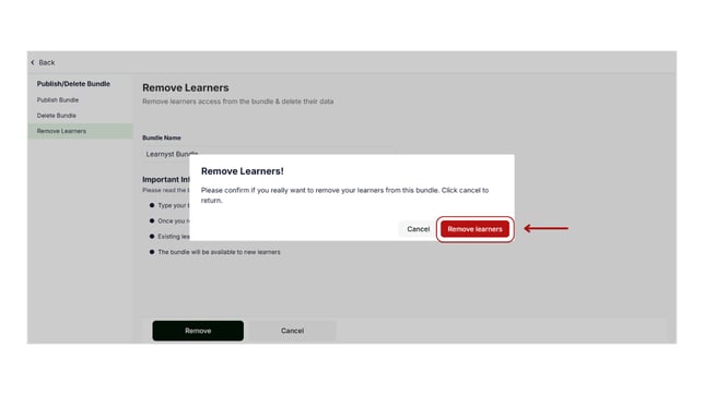 Remove learners from the bundle step 4