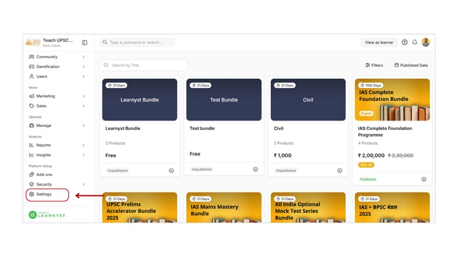 Set the default video quality for your learners step 1