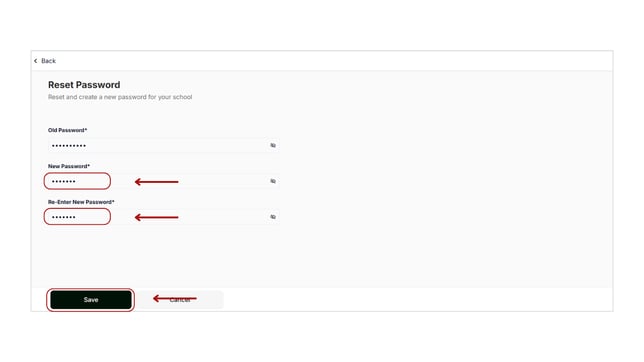 Reset your school's password step 3