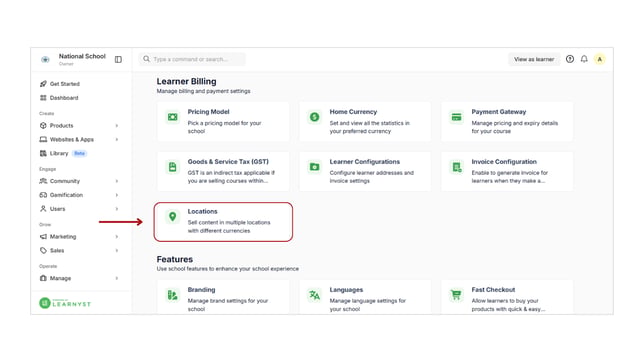 Learnyst Geo Location Overview step 1