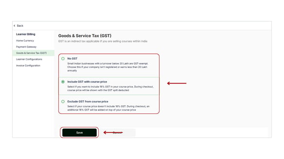 Configure GSTIN (India) collection for Learnyst Schools step 3