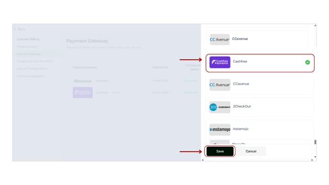 Configure Cashfree Payment Gateway step 6