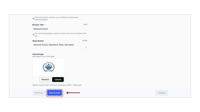 Update school name, logo and social media links step 4