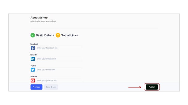 Update school name, logo and social media links step 5