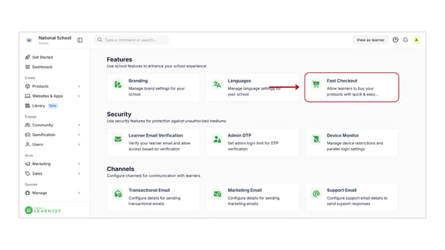 Enable the fast checkout feature to buy your products step 2