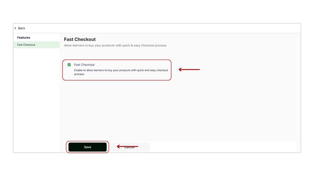 Enable the fast checkout feature to buy your products step 3