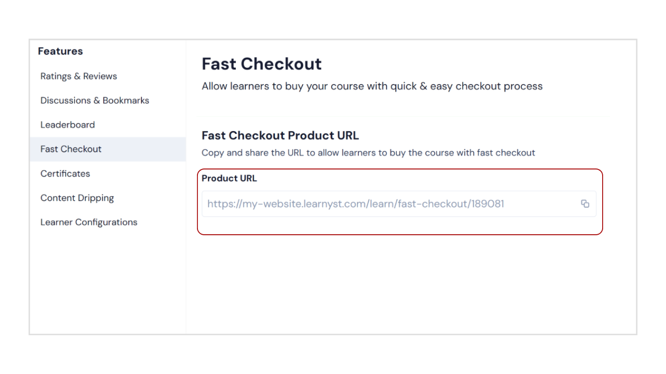 Enable the fast checkout feature to buy your products