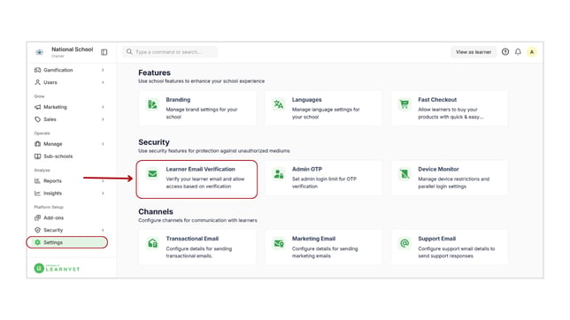 Learner Email Verification after certain number of days step 1