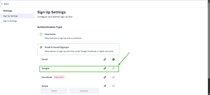signup using google