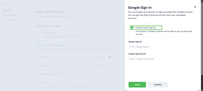 signup using google