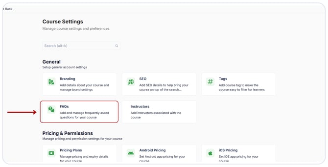Add FAQ details to the courses