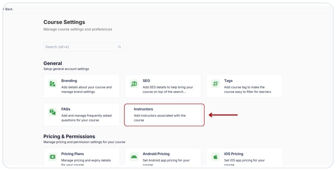 Add Instructor details to the courses