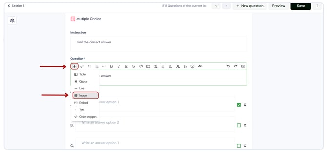 Add images within the question. (1)