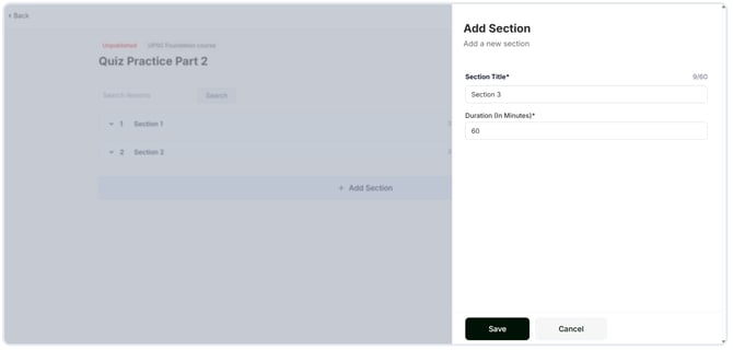 Add new sections to the quiz. (1)