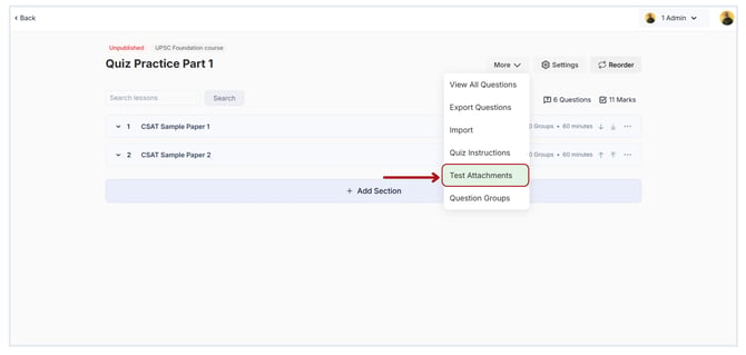 Add test attachments for your quiz (1)