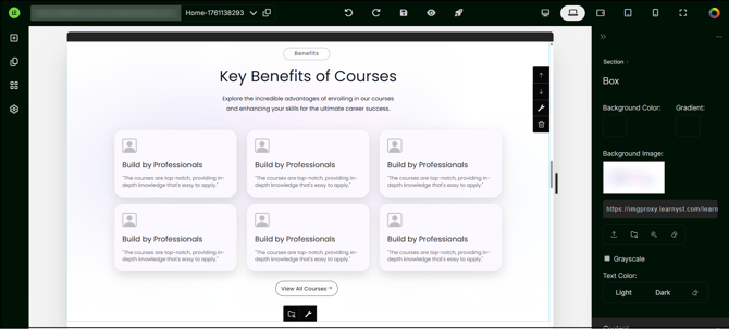 Box Settings in Website Builder step 1