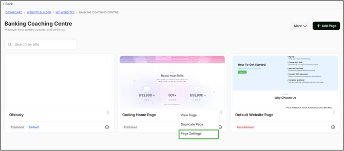 Setting default page step 3