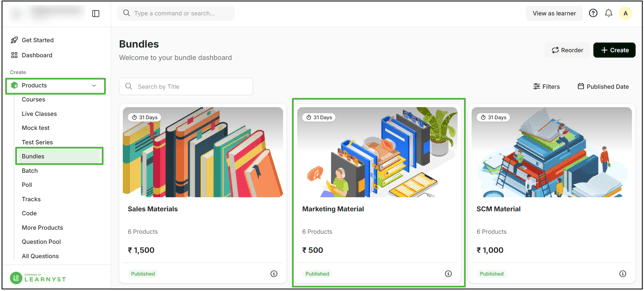 Reorder products to the bundle step 1