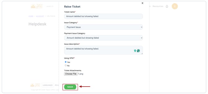 Article - Technical issue ticket